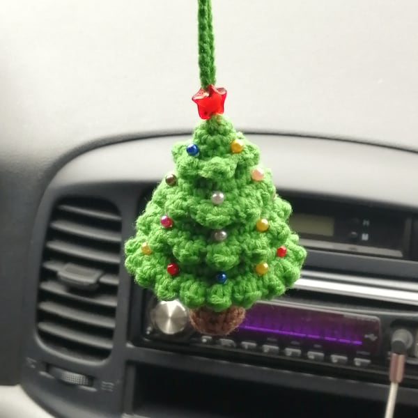 Crochet Christmas Tree Ornament: Kawaii Amigurumi Car Charm