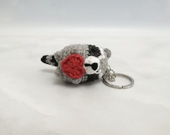 Raccoon Keychain Crochet Raccoon Bag Charm Handmade Animal Keyring Cute Woodland Animal Gift Amigurumi Accessory