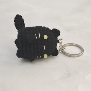 Porte-clés au crochet chat noir, porte-clés autodéfense chat, peluche porte-clés kawaii