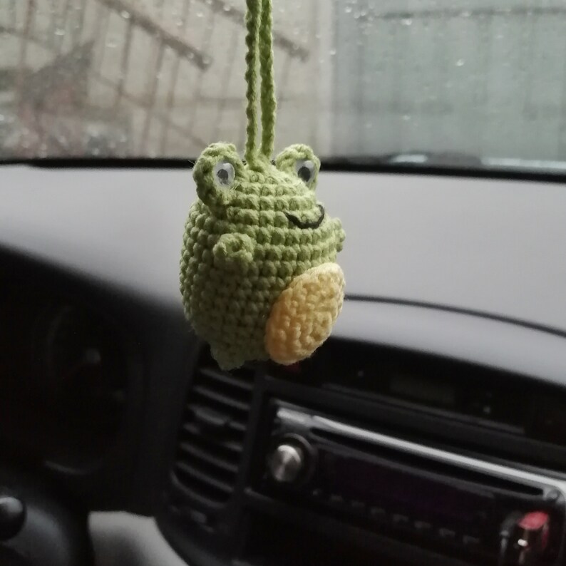 Rear View Mirror Accessories Crochet Amigurumi Frog Frog Etsy