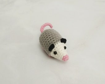 Crochet Opossum Plush: Tiny Handmade Cotton Amigurumi
