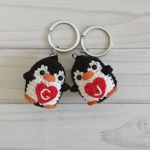 Matching Penguin Keychains – Couple Gift – Anniversary or Valentine&#39;s Day Present – Cute Handmade Keychains for Boyfriend and Girlfriend