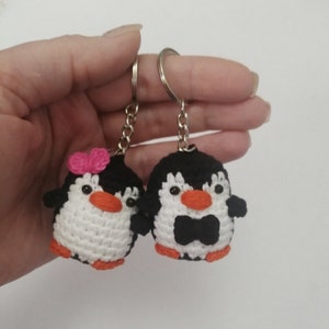 Crochet penguin custom keychains for couples, Anniversary gifts ideas