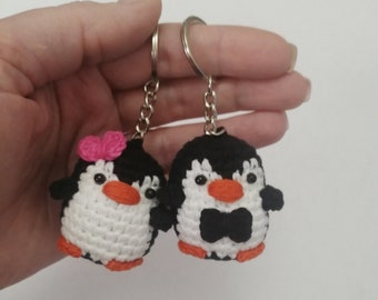 Crochet Penguin Couple Keychain – Handmade Anniversary Gift