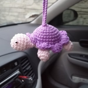 Crochet turtle car rear view mirror accessories