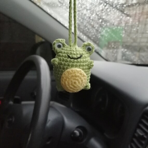 Rear View Mirror Accessories Crochet Amigurumi Frog Frog Etsy