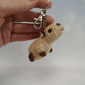 Crochet Capybara Keychain: Handmade Amigurumi Animal Charm