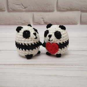 Tiny Crochet Panda Keychain, Mini Amigurumi Animal Plush, Cute Panda Gift, Handmade Bag Charm, Small Stuffed Toy, Personalized Crochet Gift