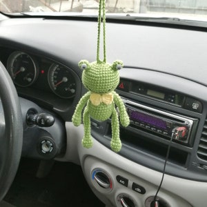 Frog rear view mirror charm crochet