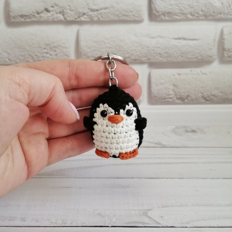 Crochet Penguin Keychain Keyring Mini Penguin Etsy