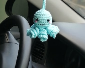 Octopus crochet car hanging ornament