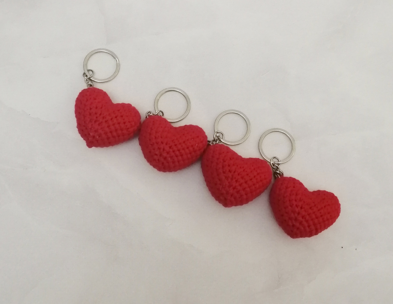 Red Heart Crochet Key Chain Heart Handbag Charm Etsy