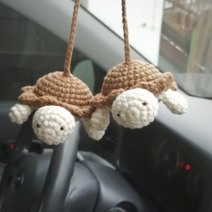 Crochet Turtle Couple Car Charm: Amigurumi Plush Valentine Gift