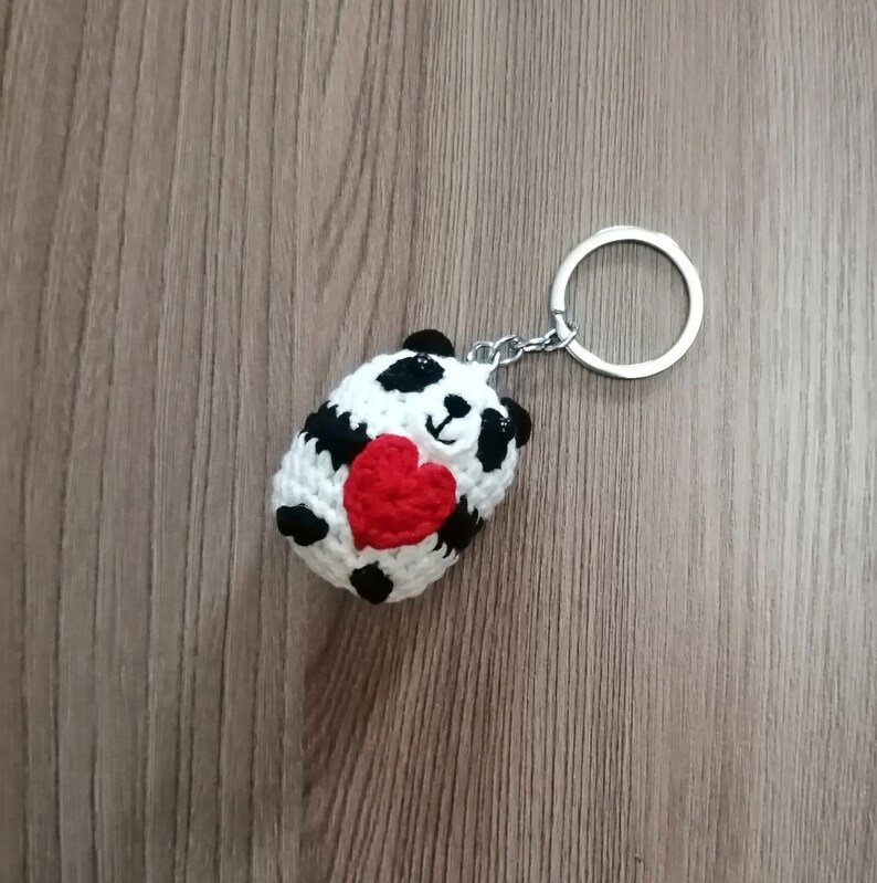 Personalized Panda Keychain Crochet Panda Gift Panda Lover Gift Custom Name Keychain Cute Animal Gift Handmade Amigurumi image 3