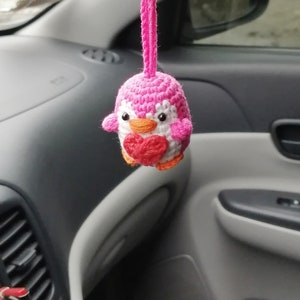 Penguin car rear view mirror charm