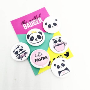 Panda Cute Animal Cuddly Panda Cub Novelty Humorous Funny 25mm Button Pin Badge 
