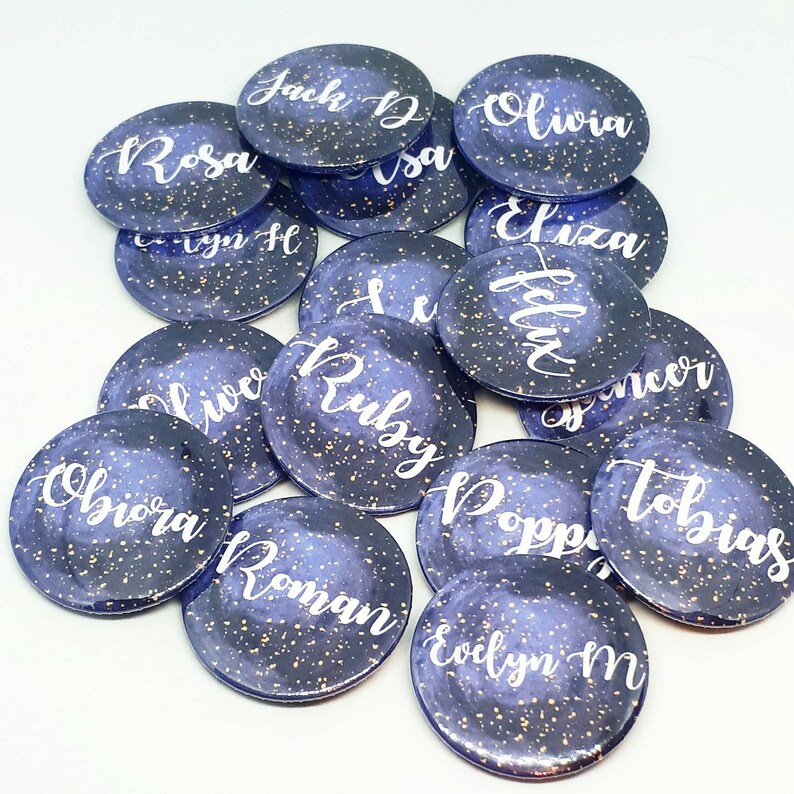 Galaxy name badge. Space and stars personalised name badge. | Etsy