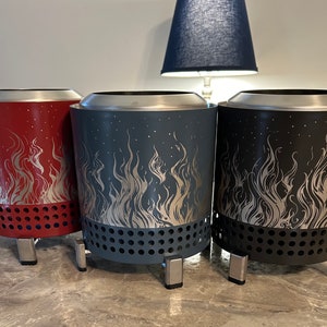 Customized Personalized  Laser Engraved Solo Stove Mesa XL  by NYLaserEngraving , We call it "Flames"  Mulberry Table top fire pit.