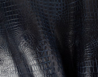 CROCODILE DARK BROWN antiqued embossed textured soft Italian Lambskin Lamb Sheep leather material for sewing skin hide 7sqf 0.7mm #A4825