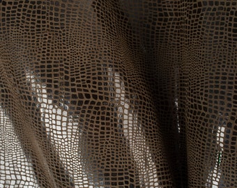 Green Oliva Crocodile Embossed Italian Leather Scraps