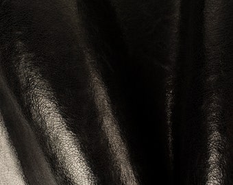 Black craquelure embossed ITALIAN Goat Suede Velours Foil  leather hide skin hides (4+) (B1-F1)