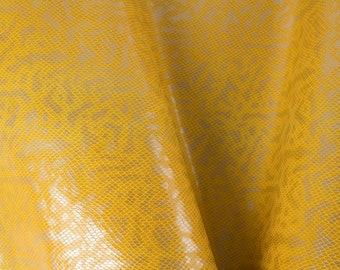 Gelbe Schlange geprägt Print ITALIENISCHE Lammfell Schaf Leder verstecken Haut versteckt Nappa 7 + sqf