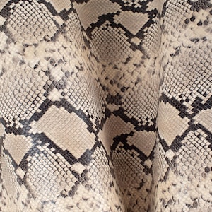 Black/Ivory Pithon Embossed Print ITALIAN Lambskin sheep leather hide skin hides nappa  5+ sqf