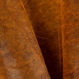 Dark Orange/Brown Vintage Embossed Print ITALIAN Lambskin sheep leather hide skin hides nappa (5+ sqf)