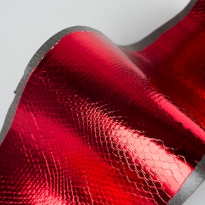 Red  ITALIAN genuine SNAKE leather (on fabric lining) glossy skin AYERS