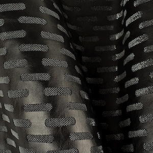 Black/Silver Print with sparkles Embossed  ITALIAN Lambskin sheep leather skin hides nappa (4+sqf)