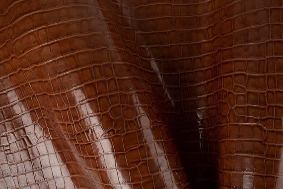 Stampa in rilievo di coccodrillo marrone Pelle ITALIANA Ritagli di