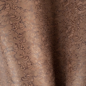 Light Brown Flowers  Embossed Print ITALIAN Lambskin sheep leather hide skin hides nappa (3+ sqf)