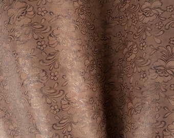 Light Brown Floral Embossed Italian Lambskin Leather
