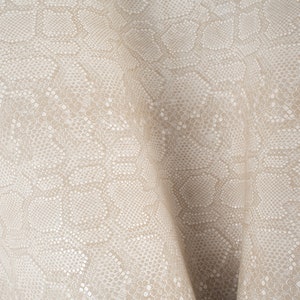 Ivory with sparkles Pithon Embossed Print ITALIAN Lambskin sheep leather hide skin hides nappa  3+ sqf