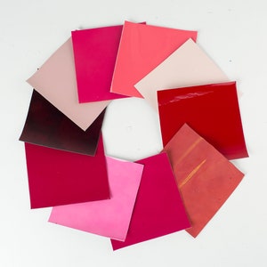 SET of 10 ITALIAN Glossy Patent Leather Pieces 5x5 in. Scraps Scrap Square Pieces Swatches Samples