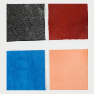 SET of 4 ITALIAN PONY Cavallino Leather Pieces 5x5 in. Scraps Scrap Square Pieces Swatches Samples