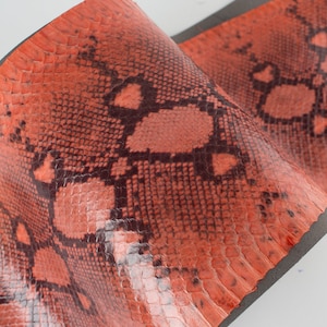 Orange ITALIAN echtes SNAKE Leder (auf Stofffutter) glänzende Haut AYERS