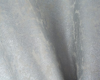 Embossed Italian Lambskin Leather Hide, White Silver Sparkle, 4+ sqf