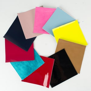 SET of 10 ITALIAN Glossy Patent Leather Pieces 5x5 in. Scraps Scrap Square Pieces Swatches Samples