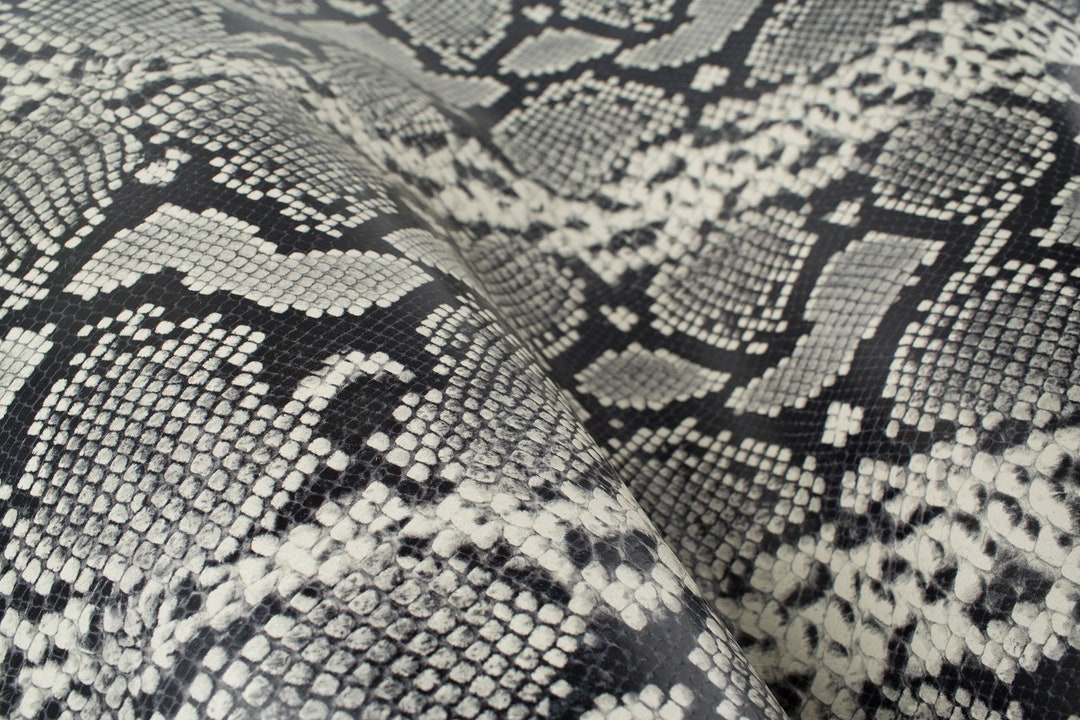 Black and White ITALIAN Python Print ITALIAN Leather Lamb Sheep Hide ...