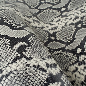 Black and White ITALIAN Python Print ITALIAN Leather Lamb Sheep Hide Scraps Scrap Square Pieces Swatches Samples  5x5-20x20in.