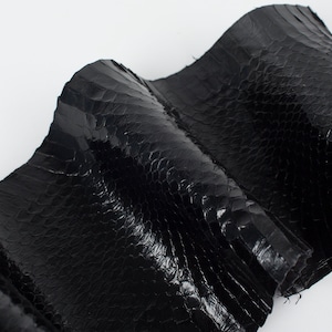 Black Glossy ITALIAN genuine SNAKE leather glossy skin AYERS