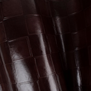 Brown Embossed Print ITALIAN Lambskin sheep leather hide skin hides nappa (4+ sqf)