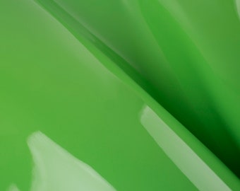 Lime Green Patent Italian Leather Pieces, Glossy Calf Hide Squares