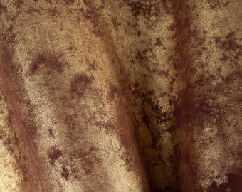 Embossed Italian Lambskin Leather Hide, Gold/Brown Sparkle, 4+ sqf