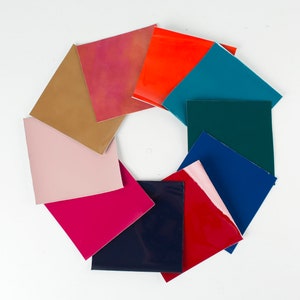 SET of 10 ITALIAN Glossy Patent Leather Pieces 5x5 in. Scraps Scrap Square Pieces Swatches Samples