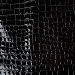 Black Crocodile Embossed Italian Leather Pieces, 5x5-20x20 in