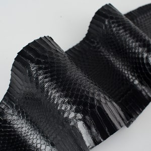Black ITALIAN genuine SNAKE leather glossy skin AYERS