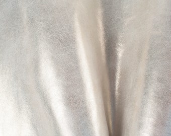 Silver Pearl Embossed Print Italian Leather Scraps, 5x5 to 20x20 in