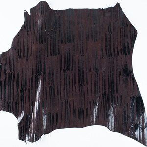 Dark BROWN ITALIAN Goat Suede Velours combined with PATENT Lack leather hide skin hides  2+ sqf